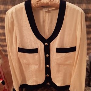 100% silk blouse. Navy trim